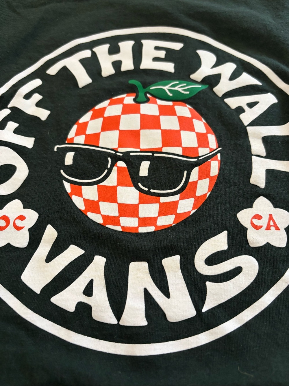 Vans Dark Green T-Shirt with Orange & White Checker Graphic - Picture 2 of 4